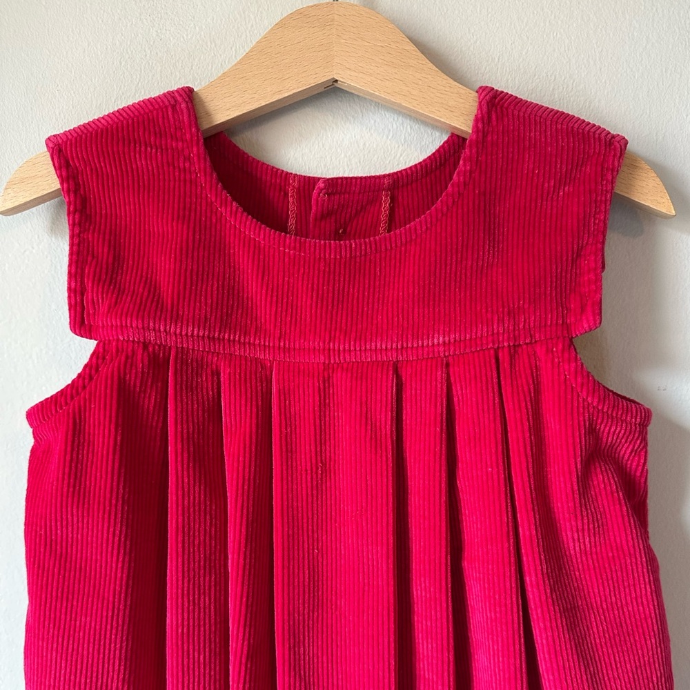 Mine Alone Raspberry Corduroy Pleated Pinafore Dress Size 4T - Picture 4 of 16